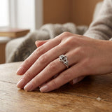 Celtic Flower with Gemstone Sterling Silver Ring TRI2597