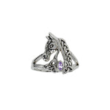 Celtic Horse with Marquise Gemtone Sterling Silver Ring TRI2598