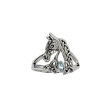 Celtic Horse with Marquise Gemtone Sterling Silver Ring TRI2598