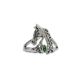 Celtic Horse with Marquise Gemtone Sterling Silver Ring TRI2598