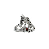 Celtic Horse with Marquise Gemtone Sterling Silver Ring TRI2598