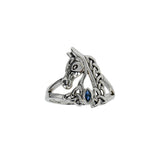 Celtic Horse with Marquise Gemtone Sterling Silver Ring TRI2598