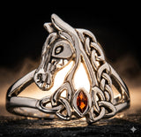 Celtic Horse with Marquise Gemtone Sterling Silver Ring TRI2598