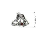 Celtic Horse with Marquise Gemtone Sterling Silver Ring TRI2598