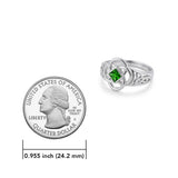 Celtic Flower with Square Gemstone Sterling Silver Ring TRI2623