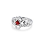 Celtic Flower with Square Gemstone Sterling Silver Ring TRI2623