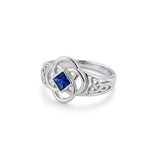 Celtic Flower with Square Gemstone Sterling Silver Ring TRI2623
