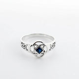 Celtic Flower with Square Gemstone Sterling Silver Ring