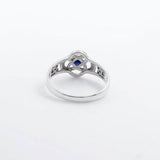 Celtic Flower with Square Gemstone Sterling Silver Ring