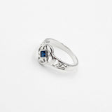 Celtic Flower with Square Gemstone Sterling Silver Ring