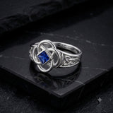 Celtic Flower with Square Gemstone Sterling Silver Ring TRI2623