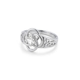 Celtic Flower with Square Gemstone Sterling Silver Ring TRI2623