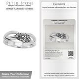 Snake Sterling Silver Ring with Genuine Peridot Eyes by Oberon Zell TRI647