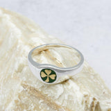 Shamrock Sterling Silver with Gold Accent Ring with Green Enamel TRV3686