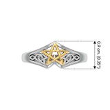 Celtic Knot Pentacle Silver with 14K Gold Accent Ring TRV3813 - Jewelry