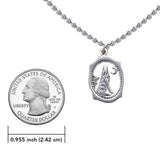 Howling Wolf with Moon Silver Pendant with Chain Set TSE684 - Jewelry