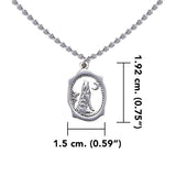 Howling Wolf with Moon Silver Pendant with Chain Set TSE684 - Jewelry