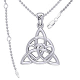 Enchantment Double Hearts Connected with Magic Celtic Triquetra Sterling Silver Pendant - TPD6194 by Peter Stone