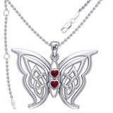Enchantment Sterling Silver Celtic Sora Butterfly Pendant with unconditionally love heart shape Gemstone by Peter Stone TPD6203 - Jewelry