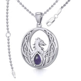 Rise with Resilience: Celtic Phoenix Sterling Silver Pendant with Gemstone TPD5719 | Embrace the Rebirth of Your Spirit