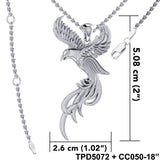 Soar to the Heavens Flying Phoenix Sterling Silver Pendant TPD5072