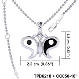 Harmony and Balance Sterling Silver Yin Yang Butterfly Pendant by Peter Stone Jewelry TPD6210