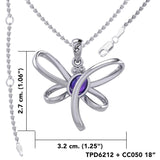 Serenity Soars: Eternal Dragonfly Sterling Silver Pendant with Oval Gemstone Connection by Peter Stone Jewelry - Inspiring Your Journey to Success TPD6212