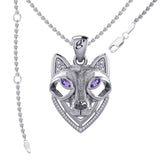 Celtic Wolf Spirit with Meaningful Gemstone Sterling Silver Pendant – Mystical Symbol of Spiritual Connection and Strength by Peter Stone Jewelry TPD6213 - Jewelry