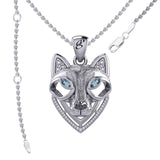 Celtic Wolf Spirit with Meaningful Gemstone Sterling Silver Pendant – Mystical Symbol of Spiritual Connection and Strength by Peter Stone Jewelry TPD6213