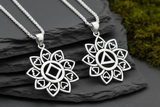 The Flower of Unity with NA Recovery Symbol Sterling Silver Pendant