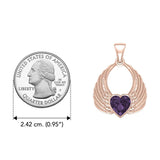 Gemstone Heart Angel Wings Rose Gold Pendant UPD5169 - Jewelry