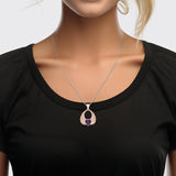 Gemstone Heart Angel Wings Rose Gold Pendant UPD5169 - Jewelry