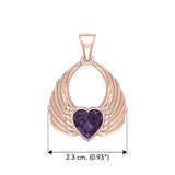 Gemstone Heart Angel Wings Rose Gold Pendant UPD5169 - Jewelry