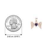 Gemstone Heart and Flying Angel Wings Rose Gold Pendant UPD5228