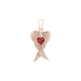 Heart Gemstone and Double Angel Wings Rose Gold Pendant UPD5229 - Jewelry