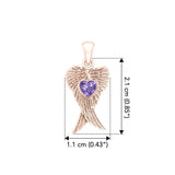 Heart Gemstone and Double Angel Wings Rose Gold Pendant UPD5229