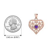 Rose Gold Geometric Heart Flower of Life Pendant with Gemstone UPD5282 - Jewelry