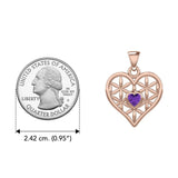 Rose Gold Geometric Heart Flower of Life Pendant with Gemstone UPD5282