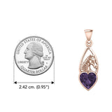 Horse Over Heart Gemstone Rose Gold Pendant UPD5291 - Jewelry