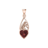 Horse Over Heart Gemstone Rose Gold Pendant UPD5291