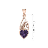 Horse Over Heart Gemstone Rose Gold Pendant UPD5291