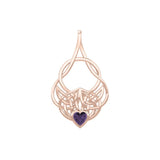 Celtic Knotwork Rose Gold Pendant with Heart Gemstone UPD5292 - Jewelry
