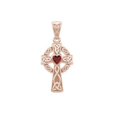 Celtic Cross Rose Gold Pendant with Heart Gemstone UPD5337 - Jewelry