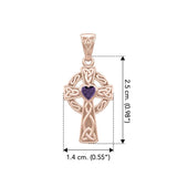 Celtic Cross Rose Gold Pendant with Heart Gemstone UPD5337