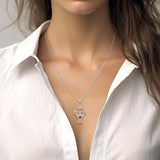 Celtic Cross and Irish Claddagh Rose Gold Pendant with Heart Gemstone UPD5340 - Jewelry