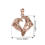 Love of The Mythical Celtic Heart Raven Rose Gold Jewelry Pendant UPD6025