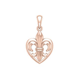 A powerful  Rose Gold Jewelry Pendant Fleur-de-Lis and Heart UPD6067