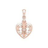 A powerful  Rose Gold Jewelry Pendant Fleur-de-Lis and Heart UPD6067