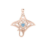 Manta ray with Triple Heart Rose Gold Pendant With Gemstone in the Center UPD6072