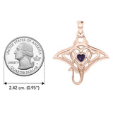 Manta ray with Triple Heart Rose Gold Pendant With Gemstone in the Center UPD6072 - Jewelry